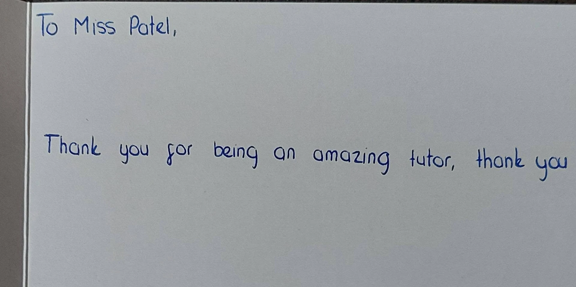 Handwritten thank you card from a student to Mrs Patel (6 of 19)